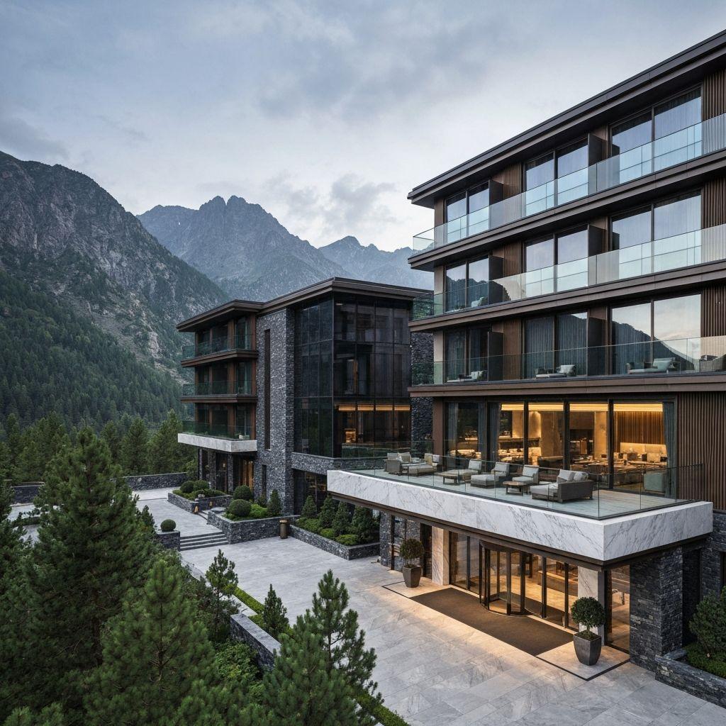 Exterior con vista a las montañas